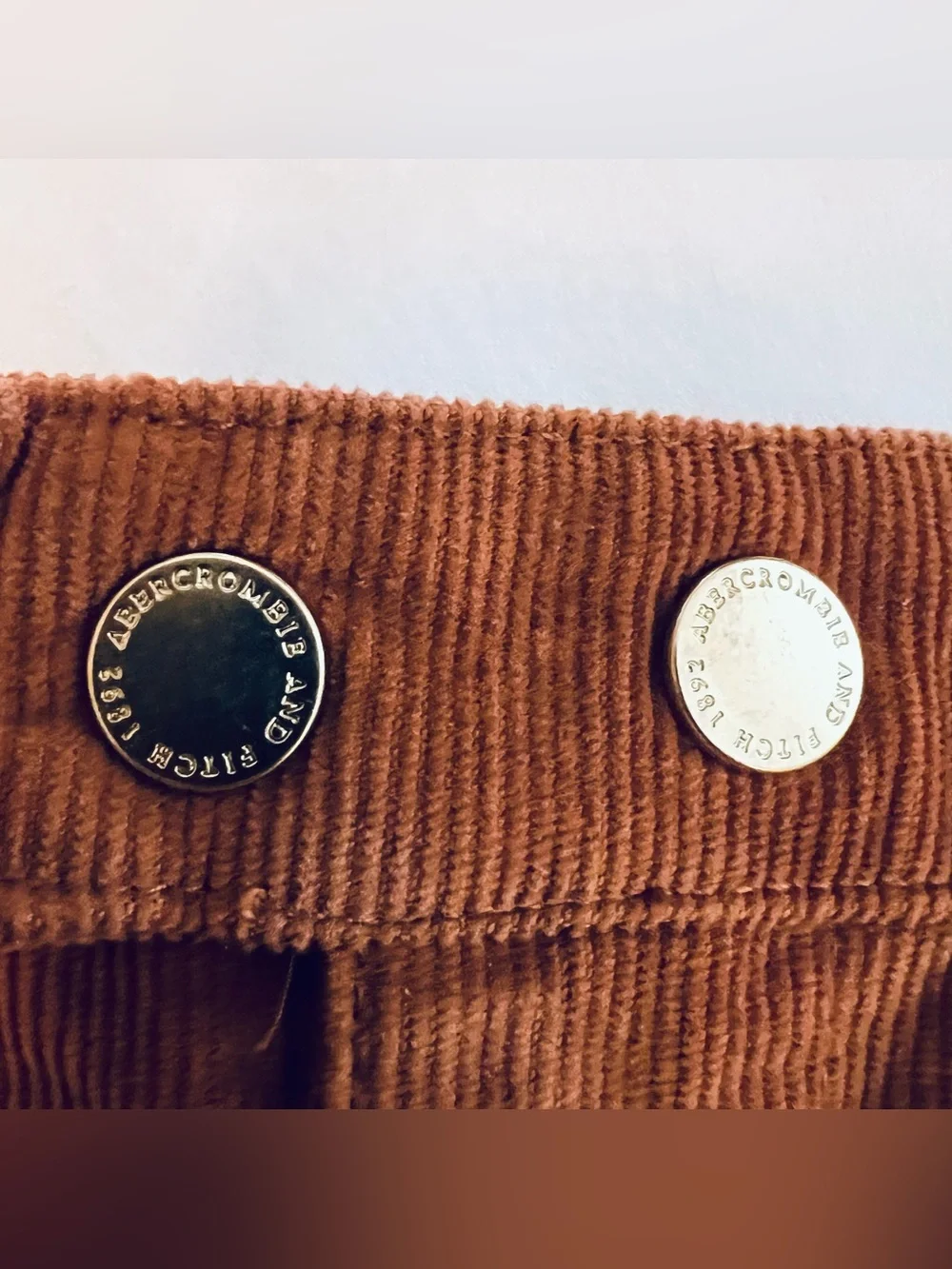 Abercrombie & Fitch Rust Brown Corduroy Mini Skirt with Silver Zipper Detail